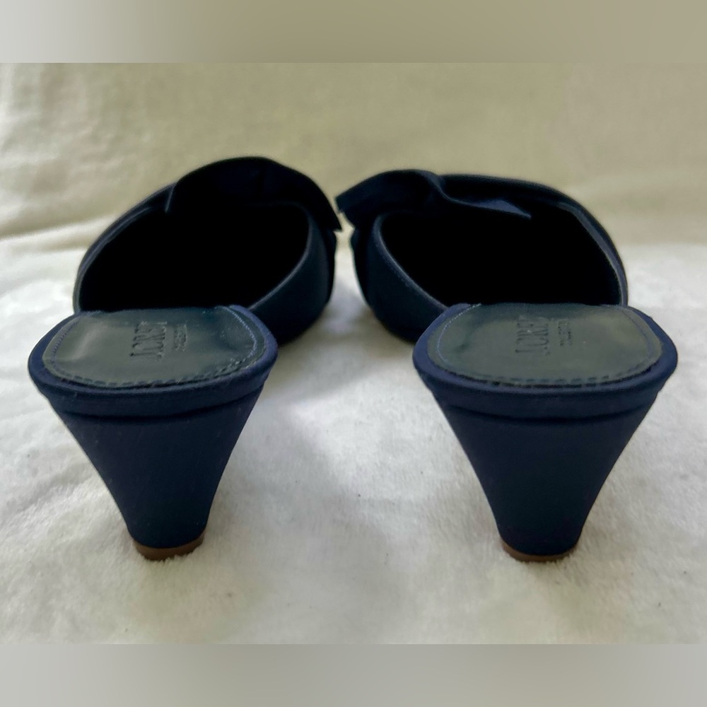 J. Crew Collection Blue Size 8 Mules Satin Wedges Slip On Heel Shoes - Picture 12 of 14